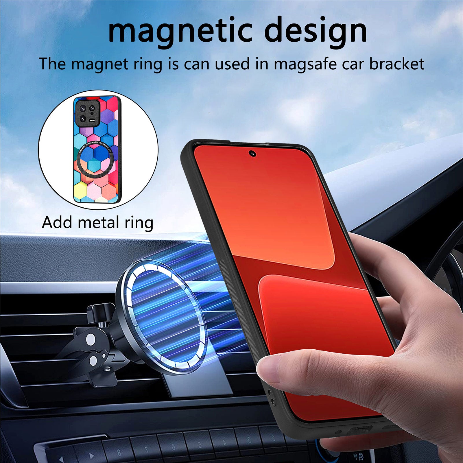 For Xiaomi 13 5G Pattern Printing Metal Ring Design Phone Case PC TPU PU Leather Coated Protective Cover For Xiaomi 13 5G Pattern Printing Metal Ring Design Phone Case PC TPU PU Leather Coated Protective Cover